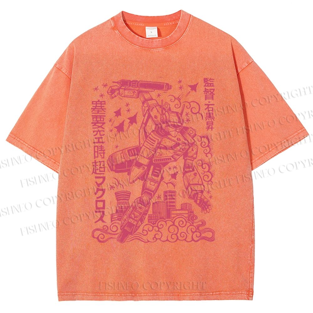 Unisex Vintage Japanese Anime Graffiti Printed Washed Tee