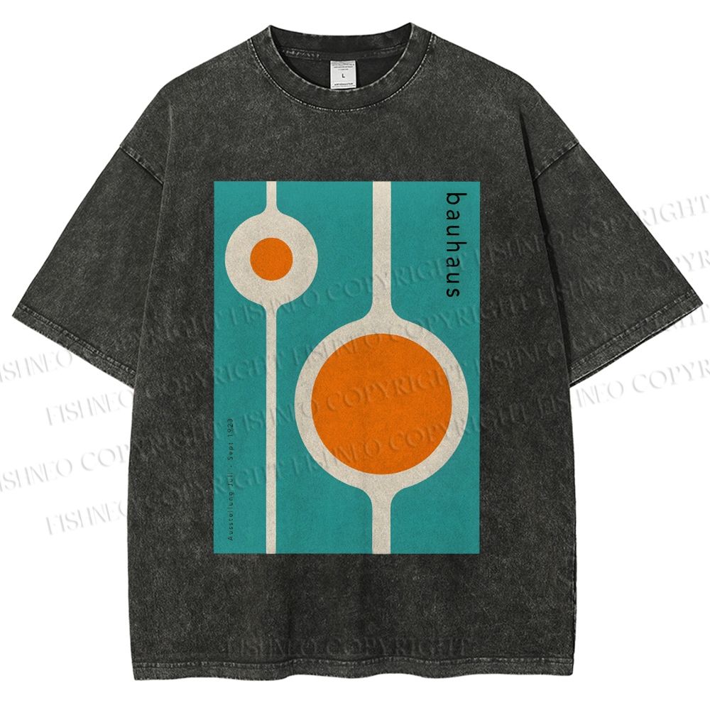 Unisex Bauhaus Design Printed Washed Tee