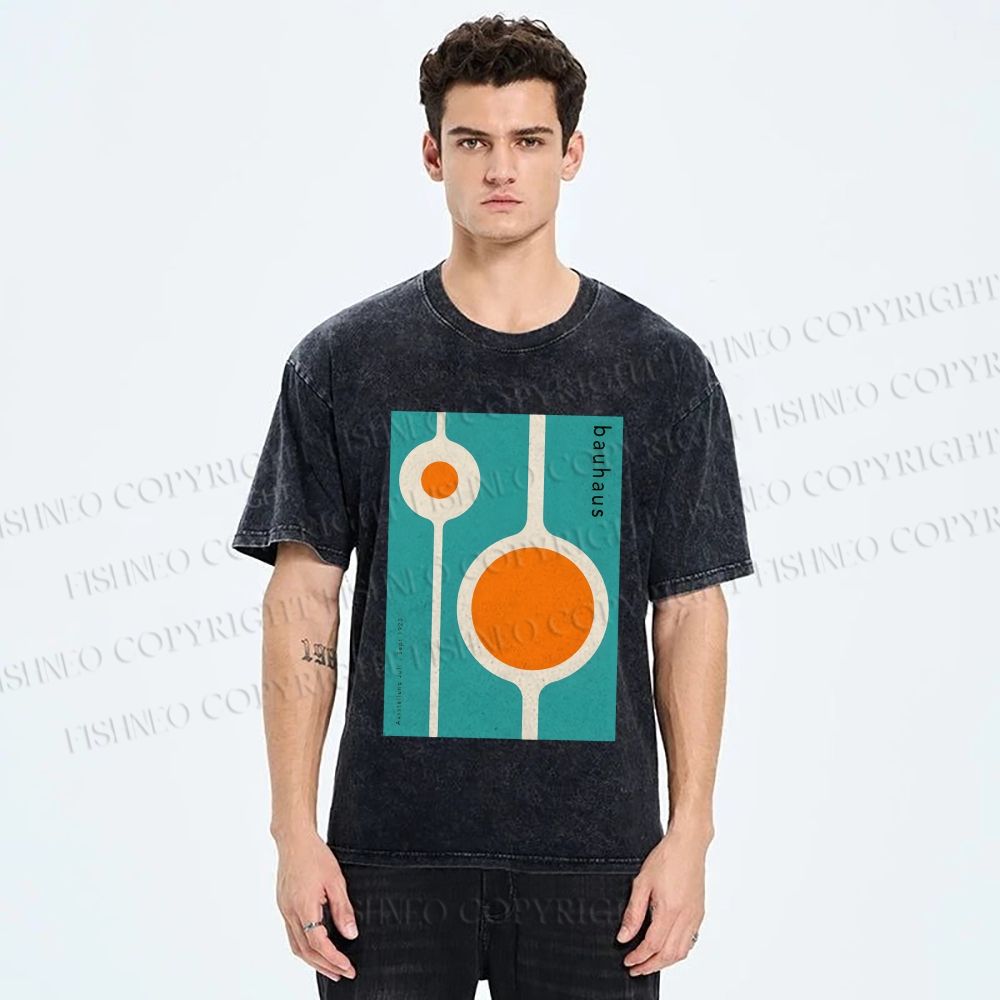 Unisex Bauhaus Design Printed Washed Tee