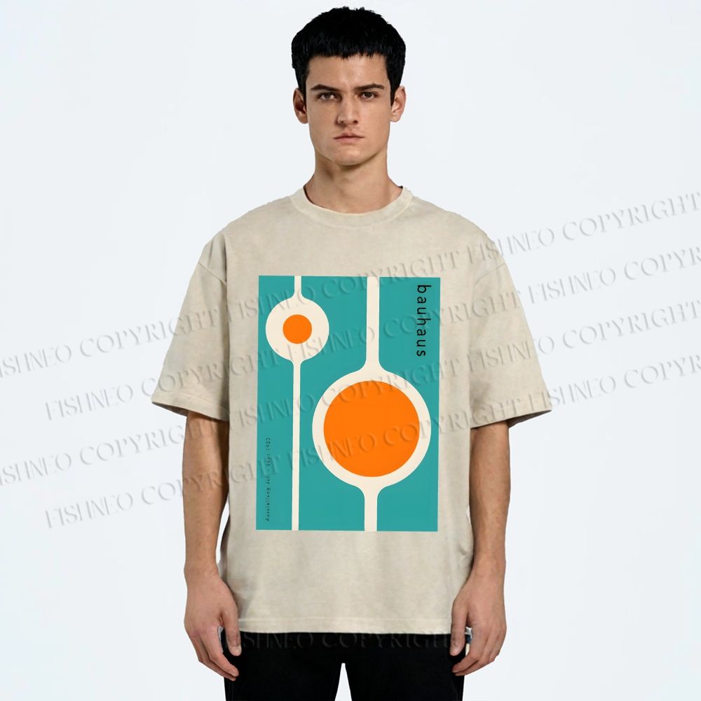 Unisex Bauhaus Design Printed Washed Tee