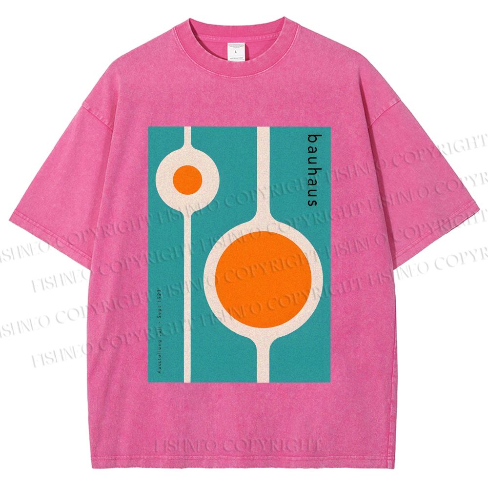 Unisex Bauhaus Design Printed Washed Tee