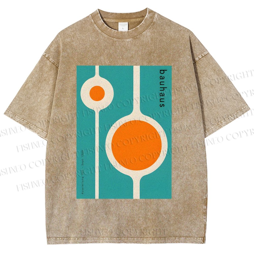 Unisex Bauhaus Design Printed Washed Tee
