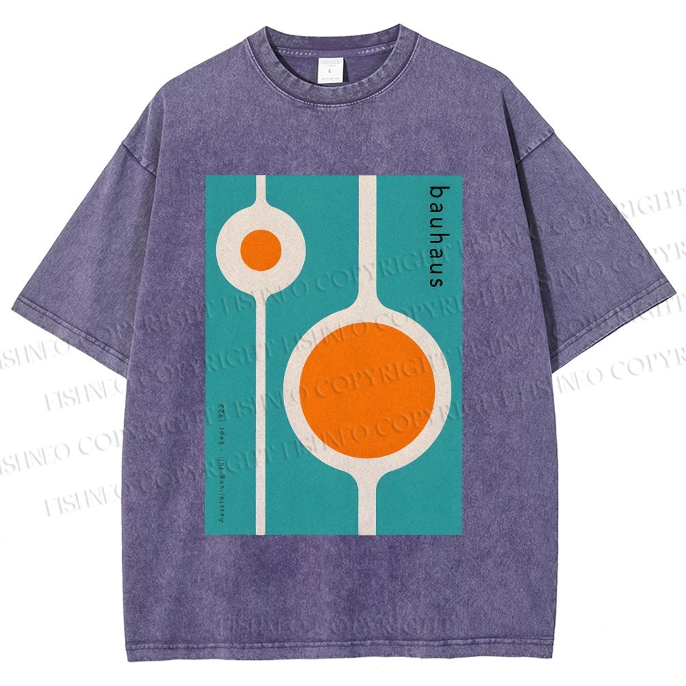 Unisex Bauhaus Design Printed Washed Tee