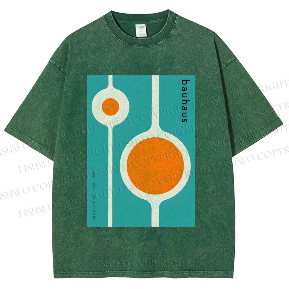 Unisex Bauhaus Design Printed Washed Tee