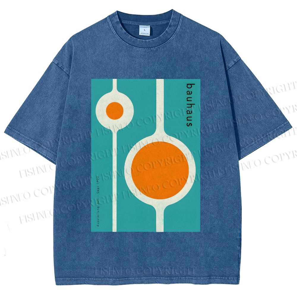 Unisex Bauhaus Design Printed Washed Tee