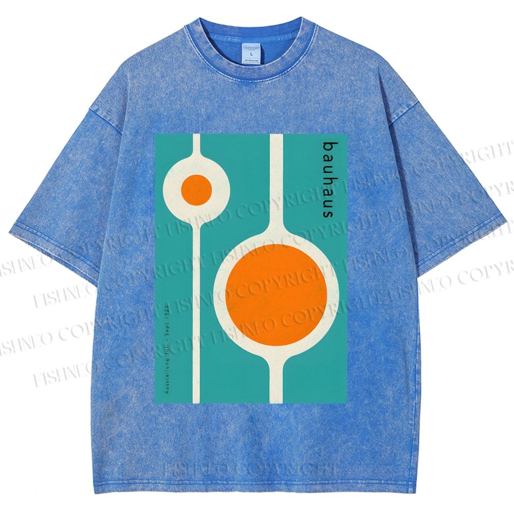 Unisex Bauhaus Design Printed Washed Tee