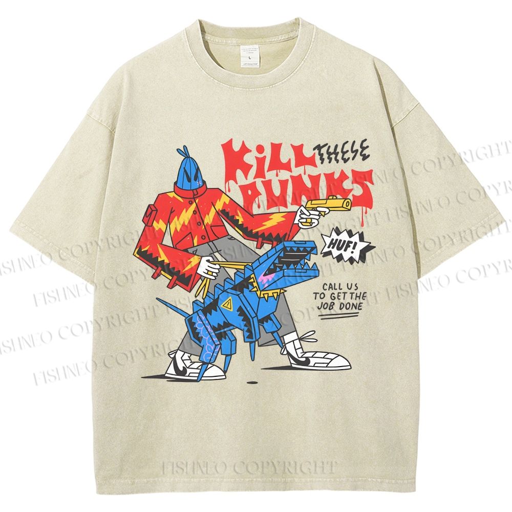 Unisex Kill Punks Printed Washed Tee