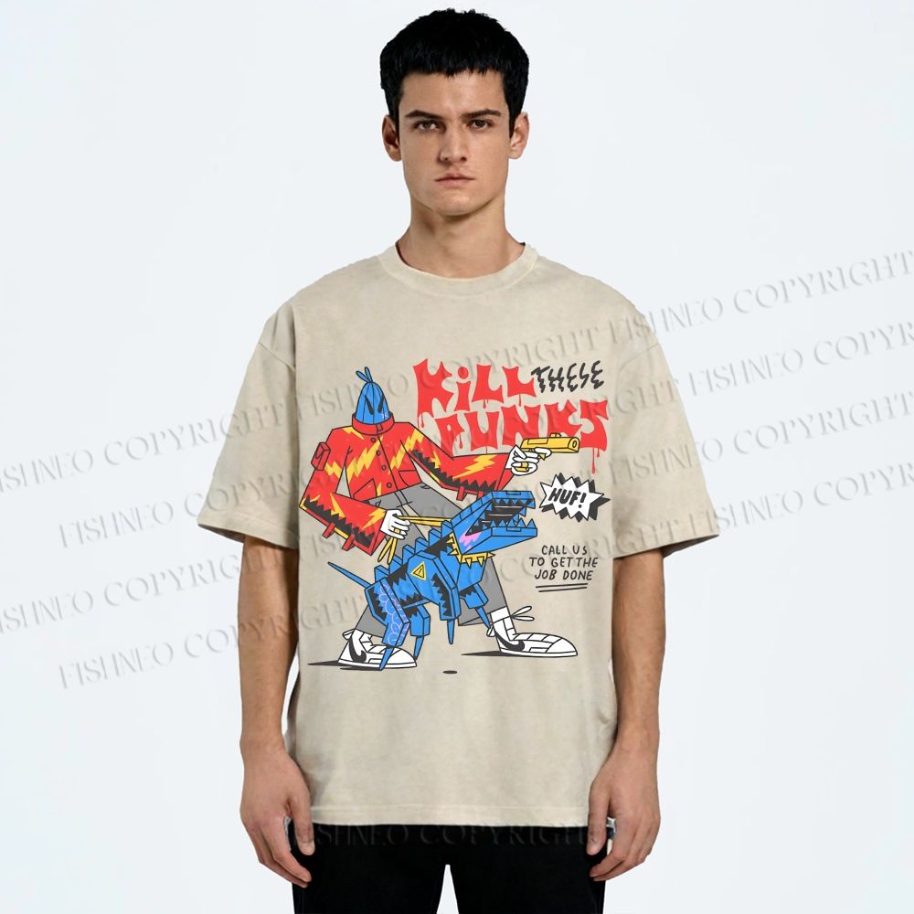 Unisex Kill Punks Printed Washed Tee