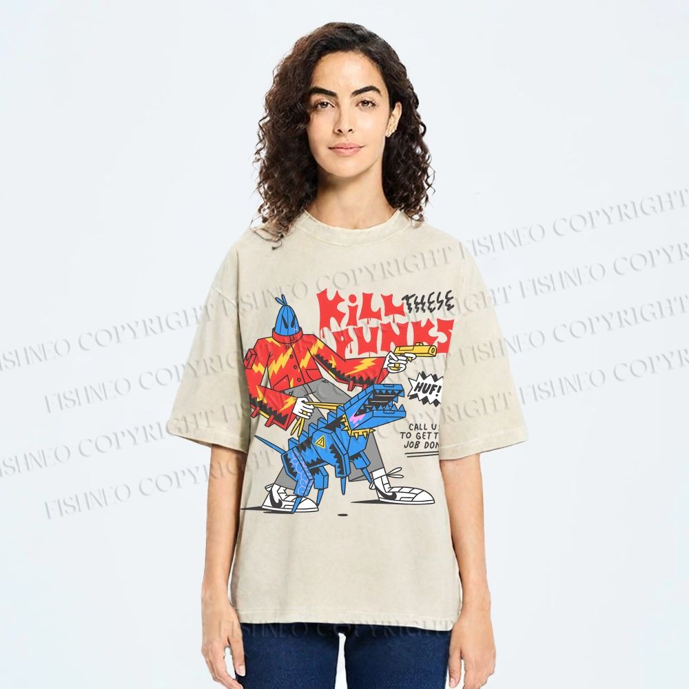 Unisex Kill Punks Printed Washed Tee