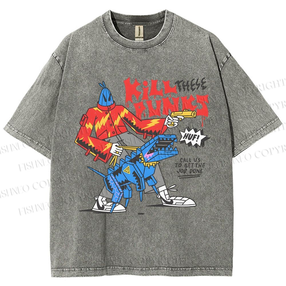 Unisex Kill Punks Printed Washed Tee