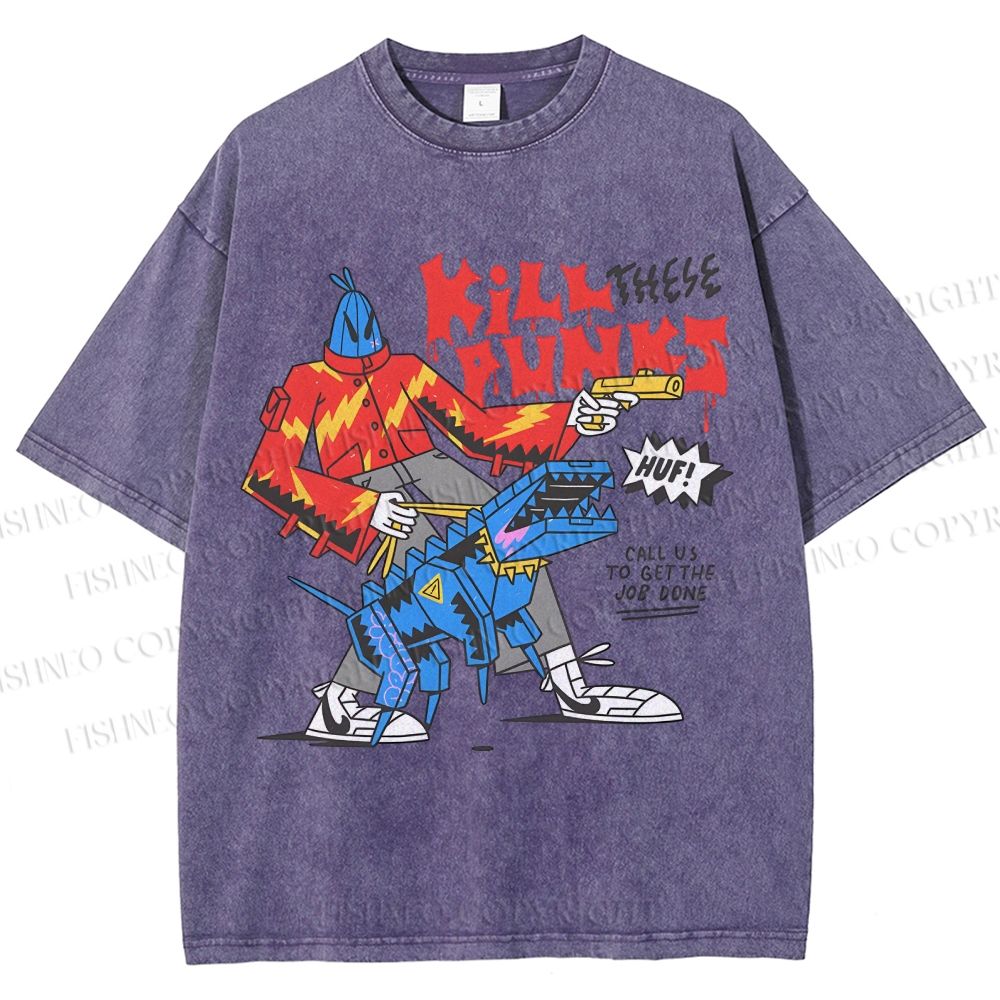 Unisex Kill Punks Printed Washed Tee