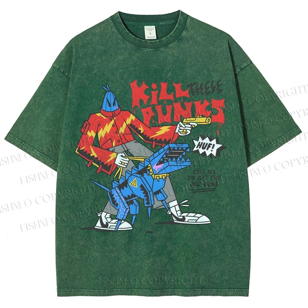 Unisex Kill Punks Printed Washed Tee