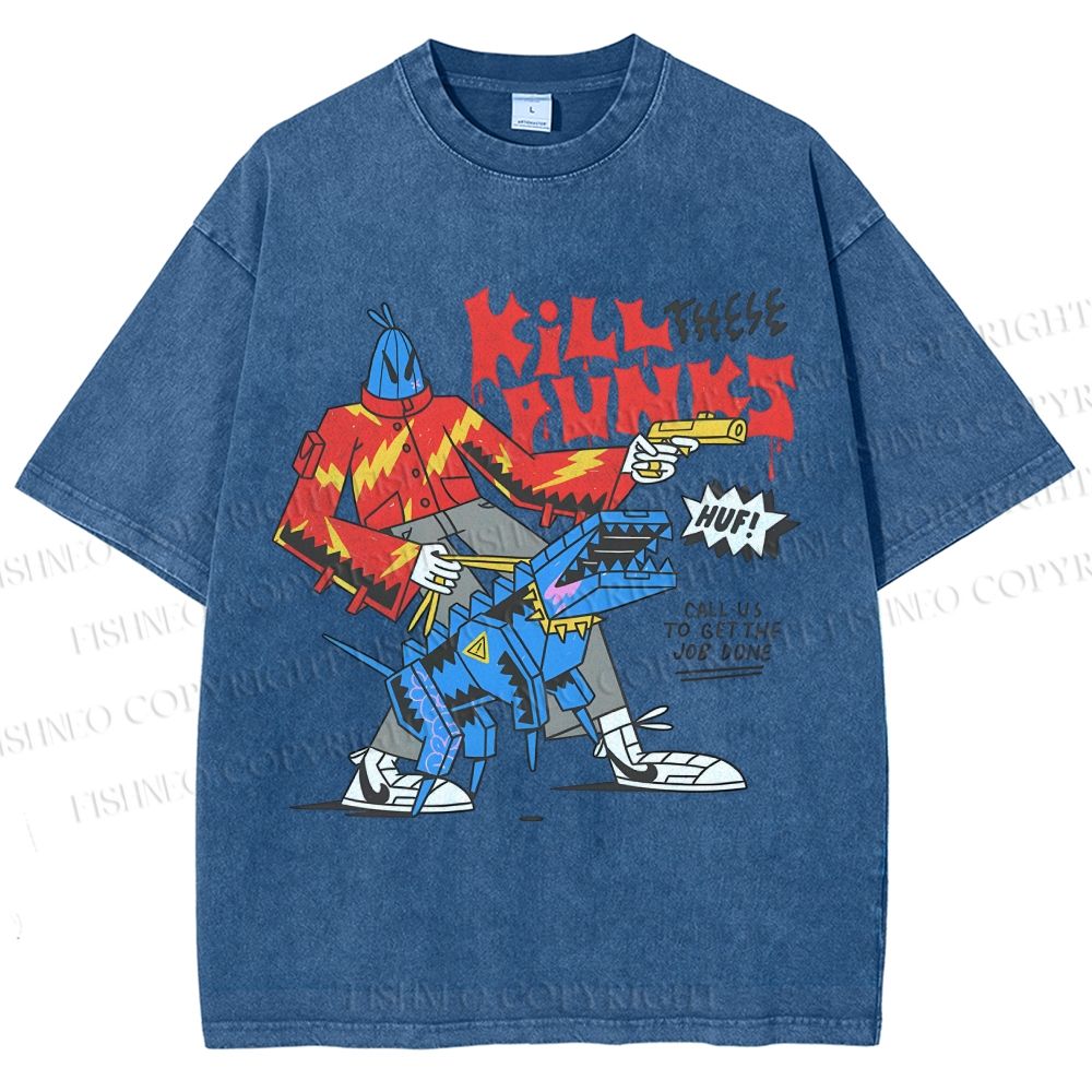 Unisex Kill Punks Printed Washed Tee