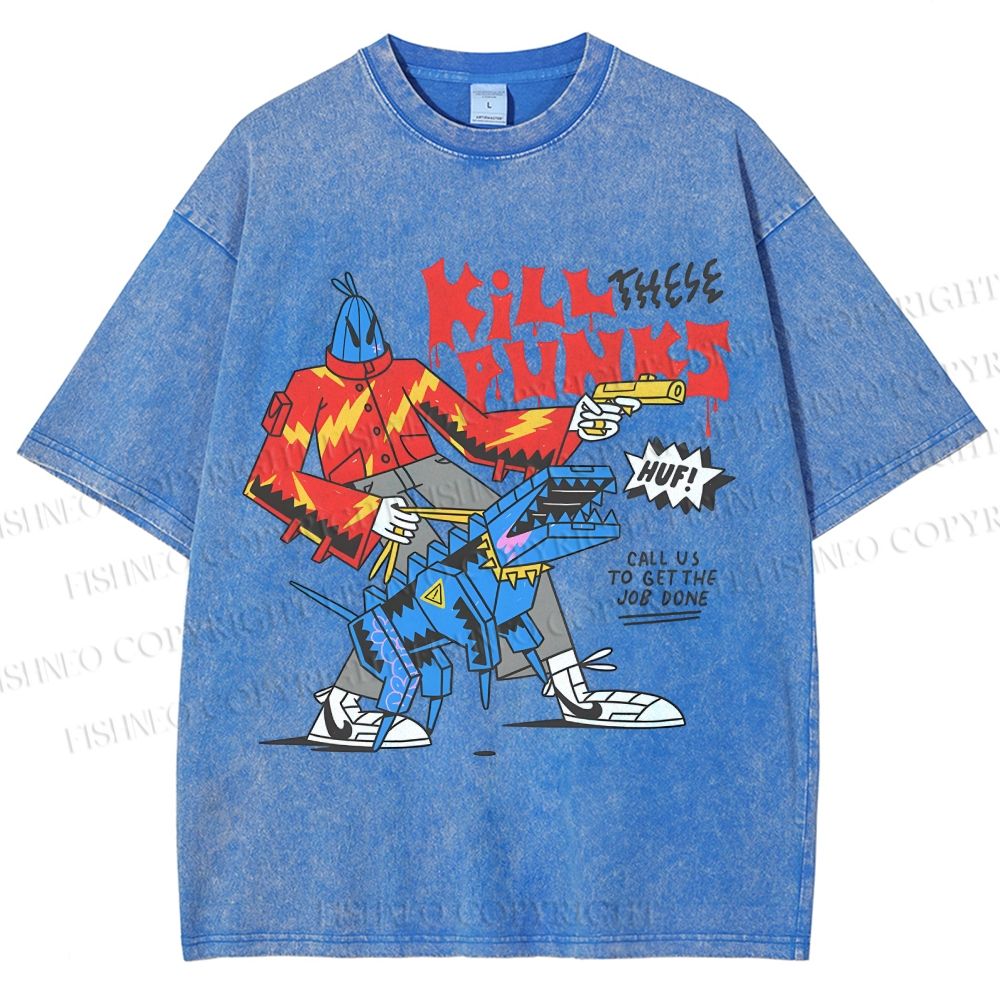 Unisex Kill Punks Printed Washed Tee
