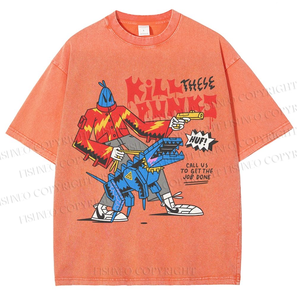 Unisex Kill Punks Printed Washed Tee