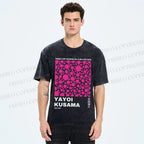 Unisex Japanese Yayoi Kusama Graffiti Printed Washed Tee