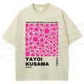Unisex Japanese Yayoi Kusama Graffiti Printed Washed Tee
