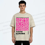 Unisex Japanese Yayoi Kusama Graffiti Printed Washed Tee