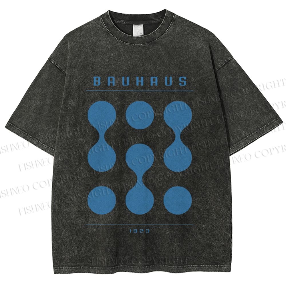 Unisex Bauhaus Design Printed Washed Tee