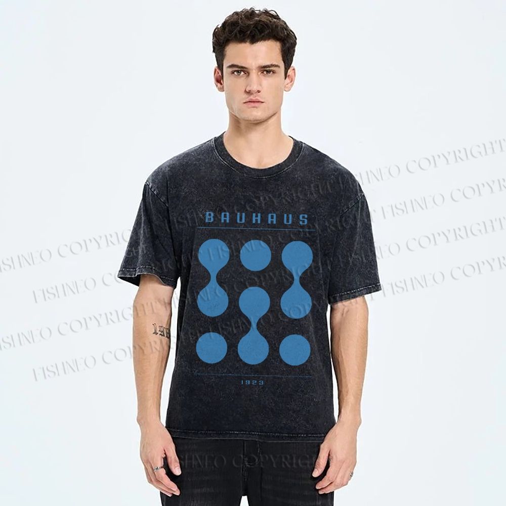 Unisex Bauhaus Design Printed Washed Tee