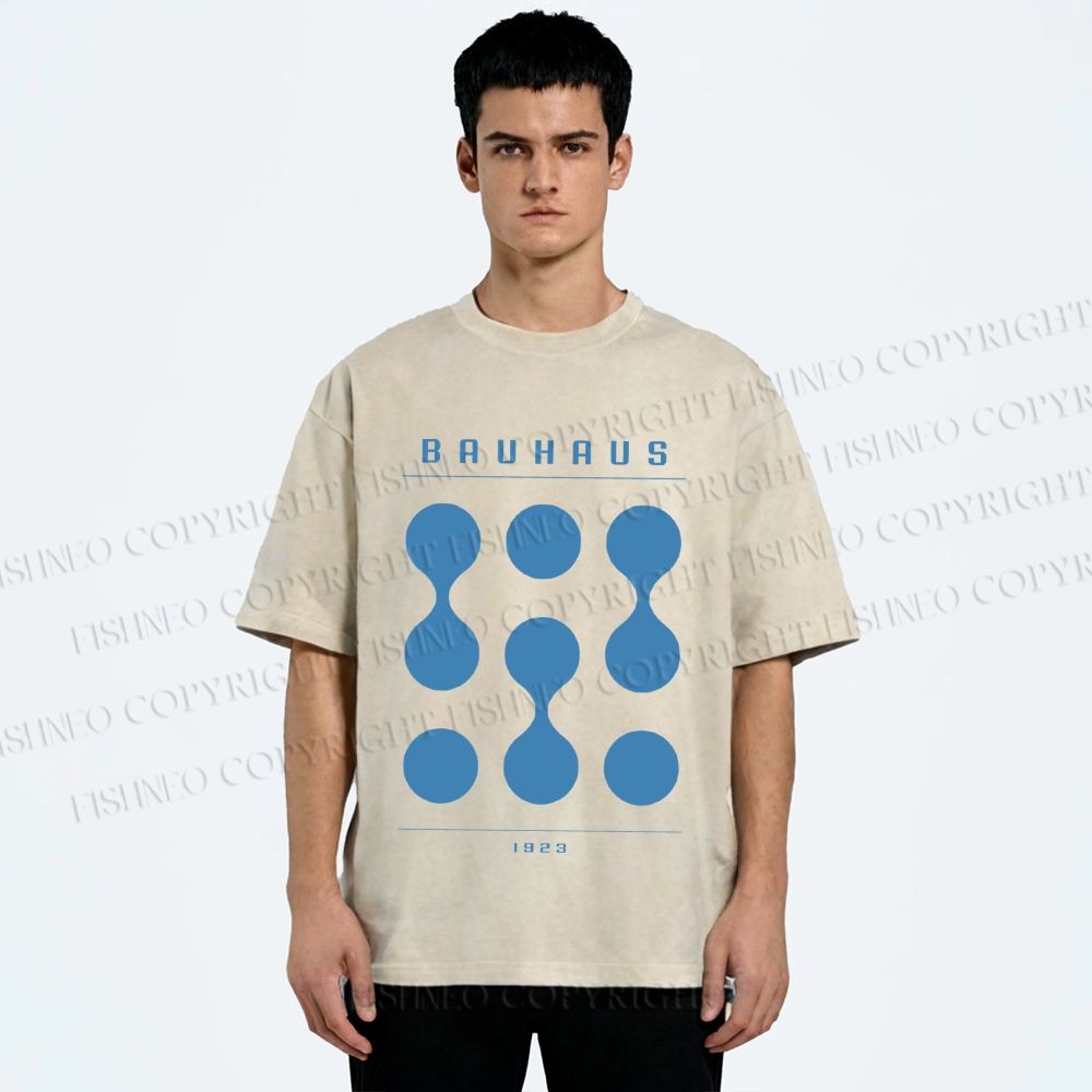 Unisex Bauhaus Design Printed Washed Tee