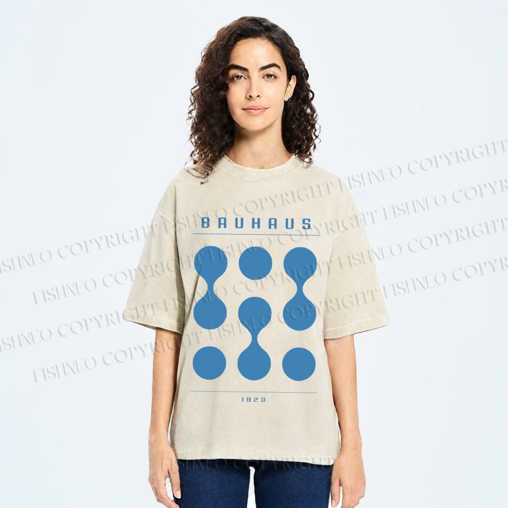 Unisex Bauhaus Design Printed Washed Tee