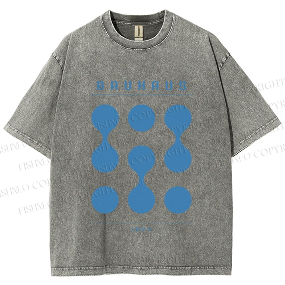 Unisex Bauhaus Design Printed Washed Tee