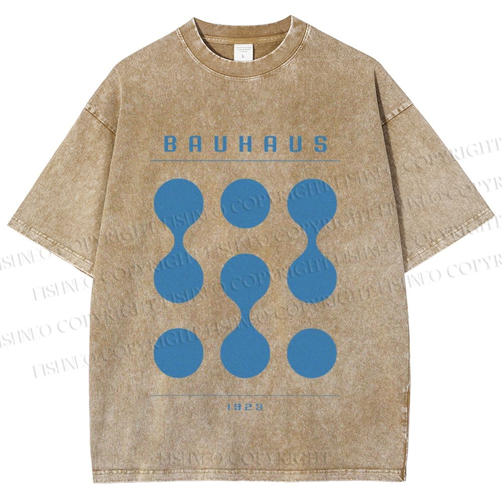 Unisex Bauhaus Design Printed Washed Tee
