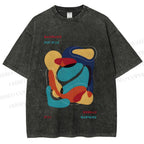 Unisex Vintage Bauhaus Graffiti Design Printed Washed Tee