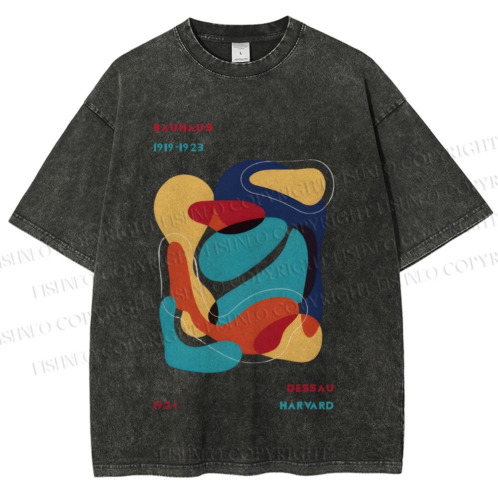 Unisex Vintage Bauhaus Graffiti Design Printed Washed Tee
