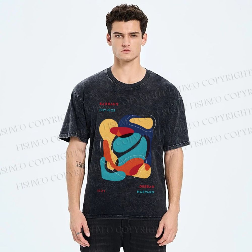 Unisex Vintage Bauhaus Graffiti Design Printed Washed Tee