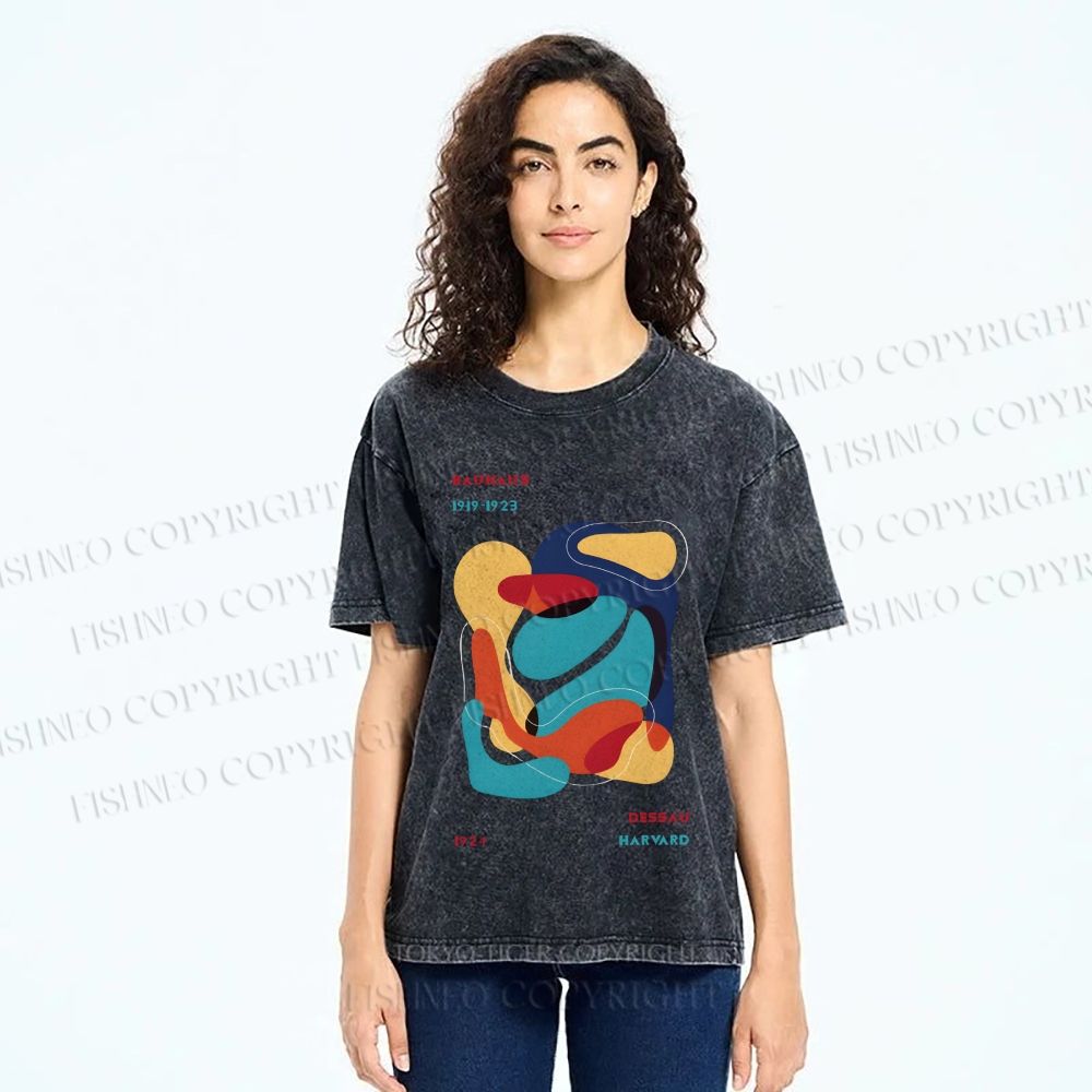 Unisex Vintage Bauhaus Graffiti Design Printed Washed Tee
