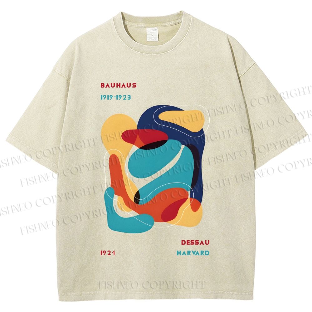 Unisex Vintage Bauhaus Graffiti Design Printed Washed Tee
