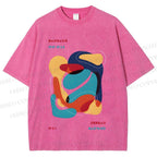 Unisex Vintage Bauhaus Graffiti Design Printed Washed Tee