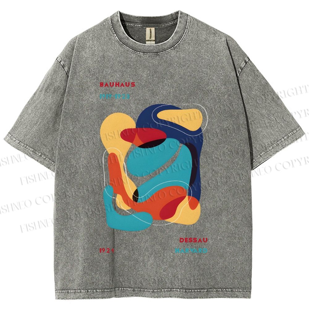 Unisex Vintage Bauhaus Graffiti Design Printed Washed Tee