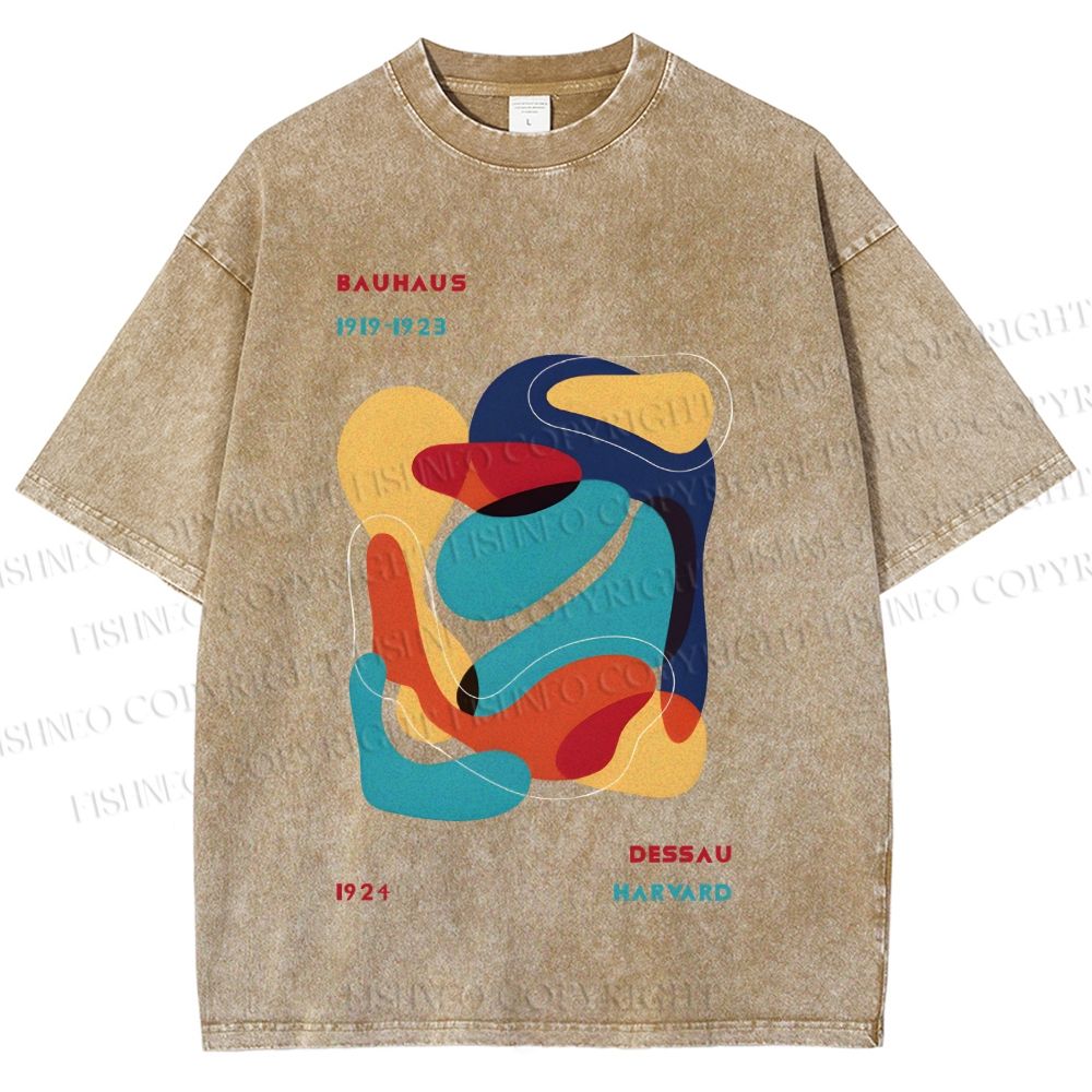 Unisex Vintage Bauhaus Graffiti Design Printed Washed Tee