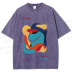 Unisex Vintage Bauhaus Graffiti Design Printed Washed Tee