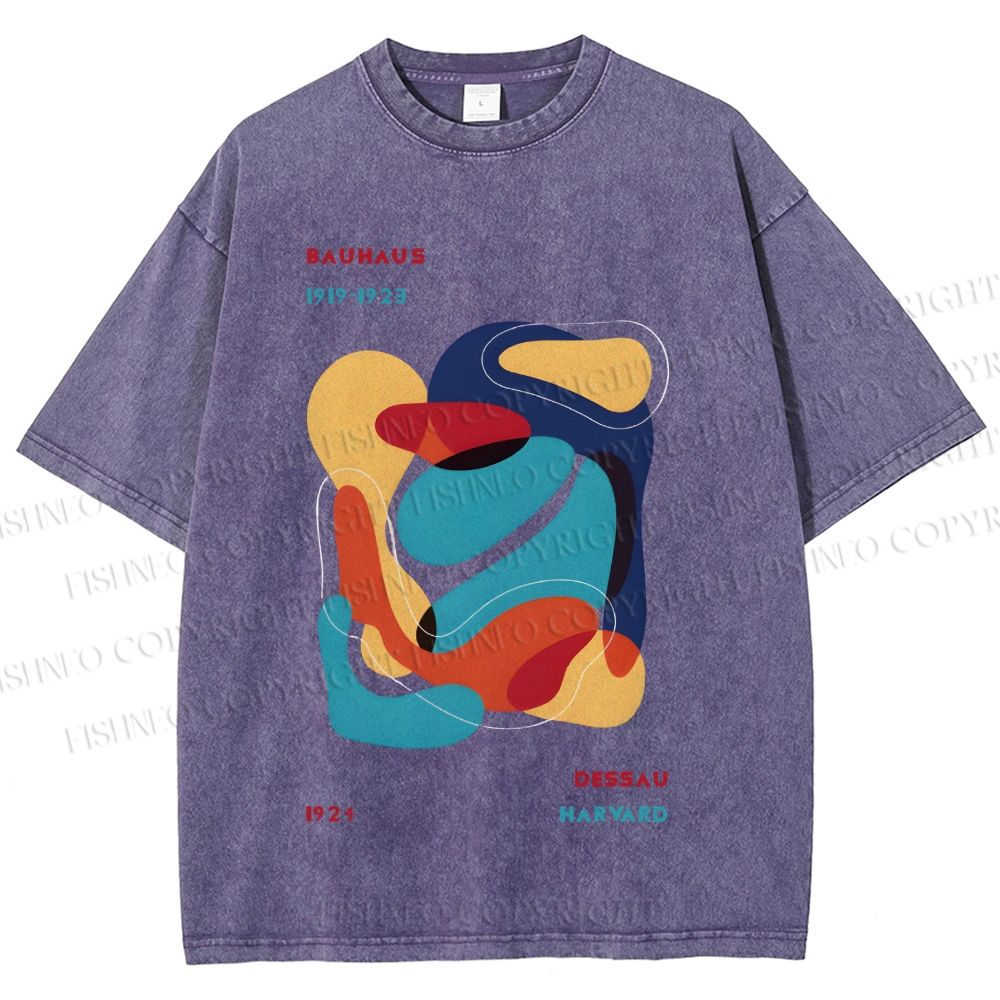 Unisex Vintage Bauhaus Graffiti Design Printed Washed Tee
