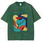 Unisex Vintage Bauhaus Graffiti Design Printed Washed Tee