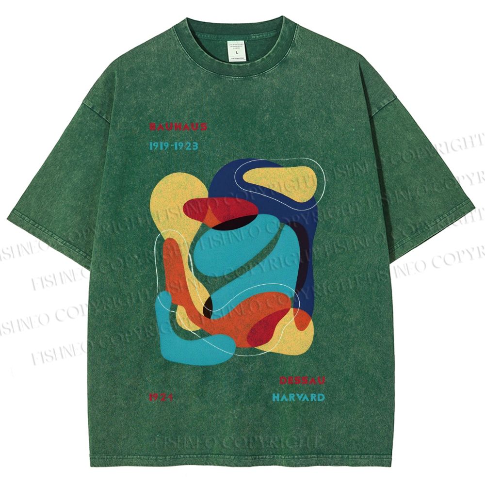 Unisex Vintage Bauhaus Graffiti Design Printed Washed Tee
