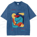 Unisex Vintage Bauhaus Graffiti Design Printed Washed Tee