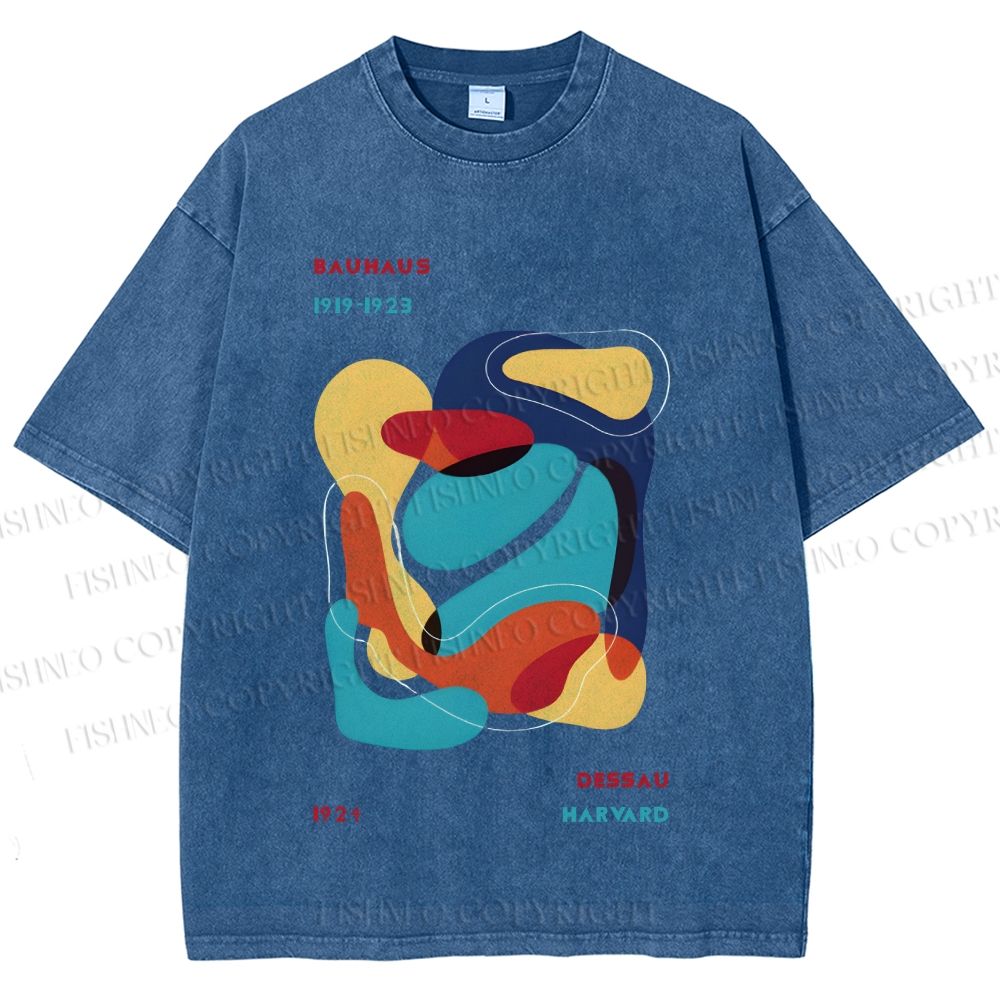 Unisex Vintage Bauhaus Graffiti Design Printed Washed Tee