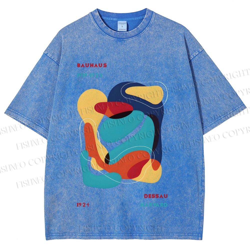 Unisex Vintage Bauhaus Graffiti Design Printed Washed Tee
