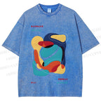 Unisex Vintage Bauhaus Graffiti Design Printed Washed Tee