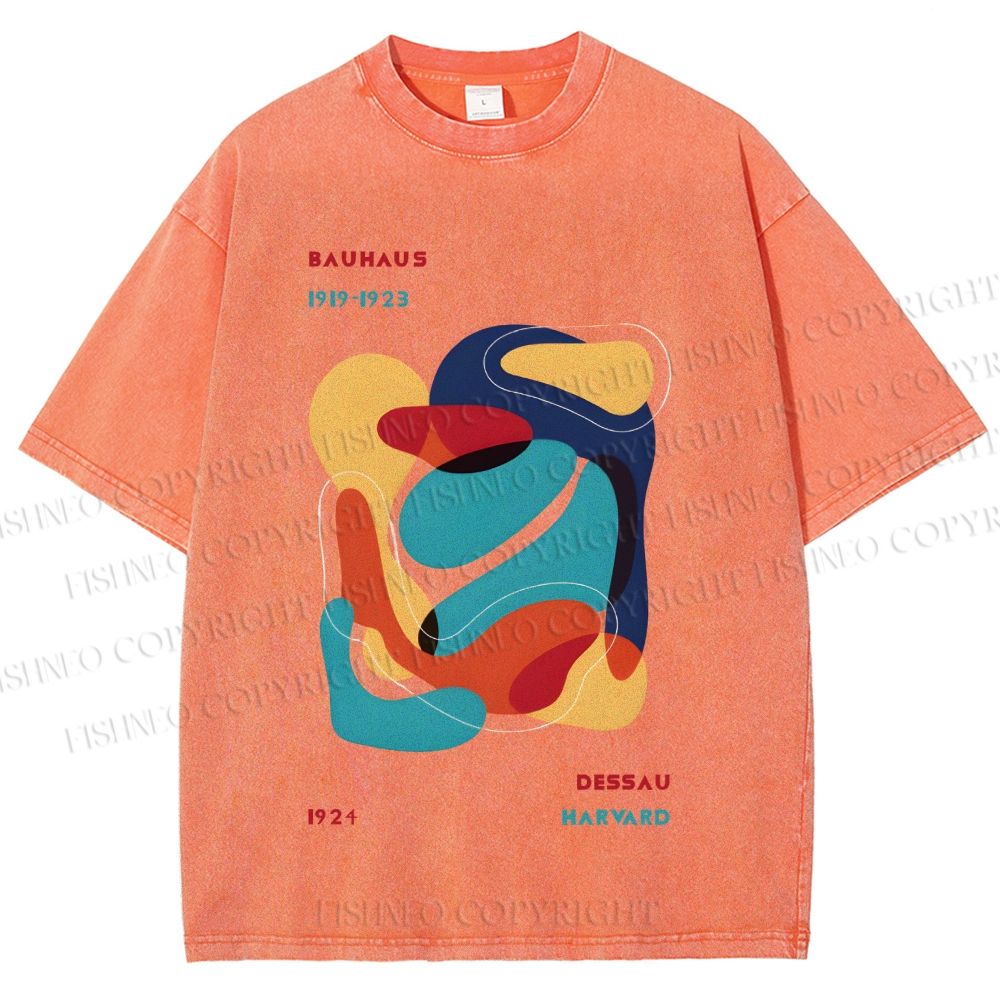 Unisex Vintage Bauhaus Graffiti Design Printed Washed Tee