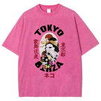 Geisha Cat Japan Washed T-Shirt