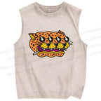 Unisex Leopards Printed Washed Tank Top