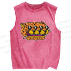Unisex Leopards Printed Washed Tank Top