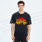 Unisex Japanese Cars Printed Washed Tee