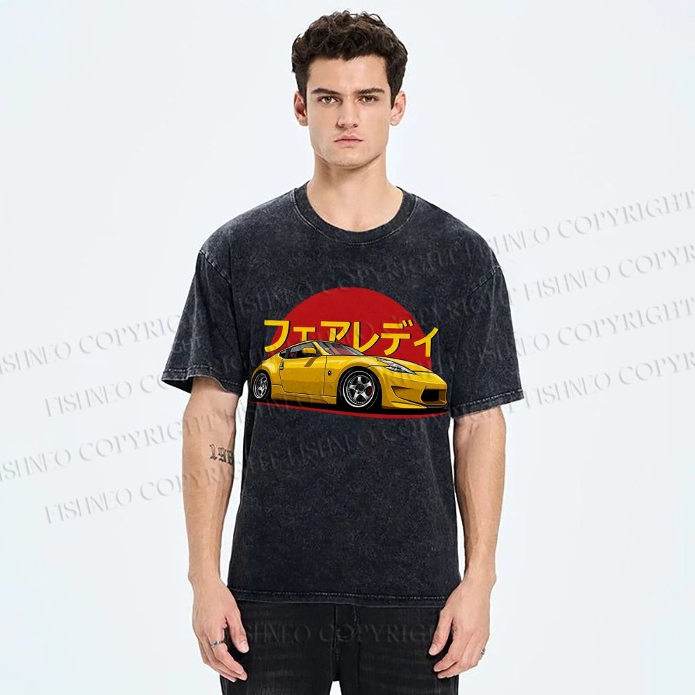 Unisex Japanese Cars Printed Washed Tee